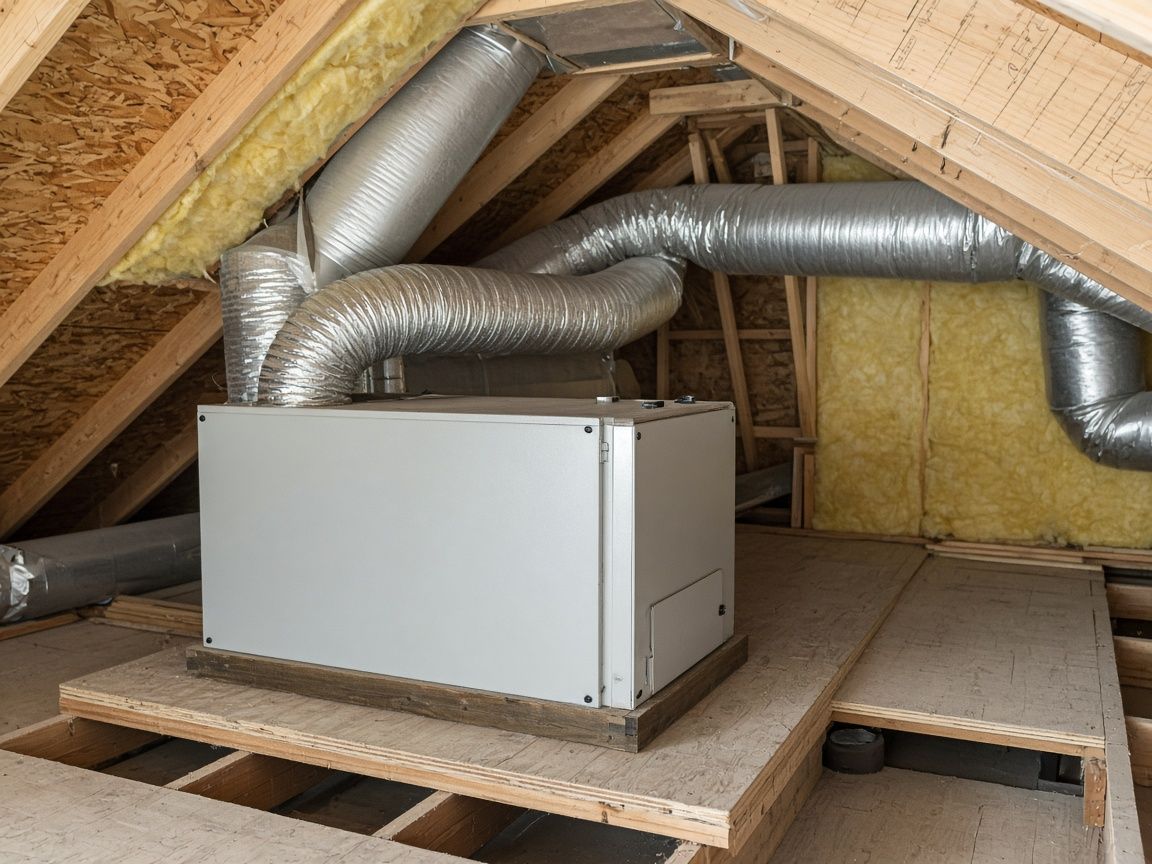 Air handler and ductwork in a residential attic